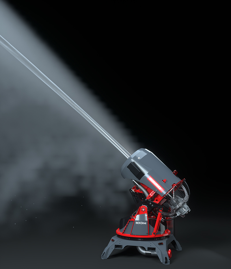 The MXOne has the unique ability to fight a fire with water mist from a significant distance.