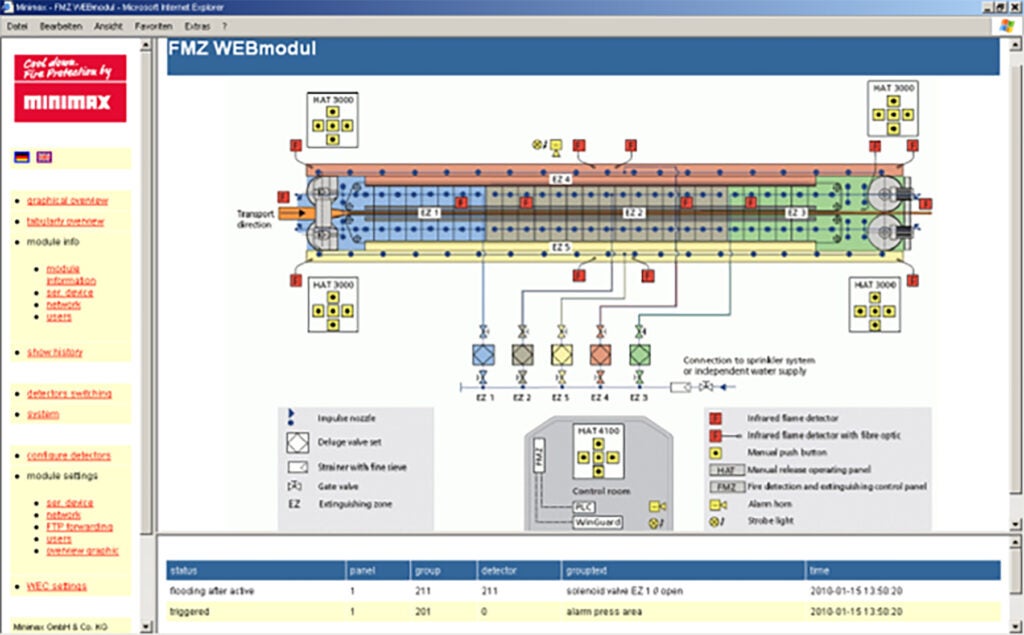 The web module allows remote access to your FLAMEX system via any PC connected to the internet.