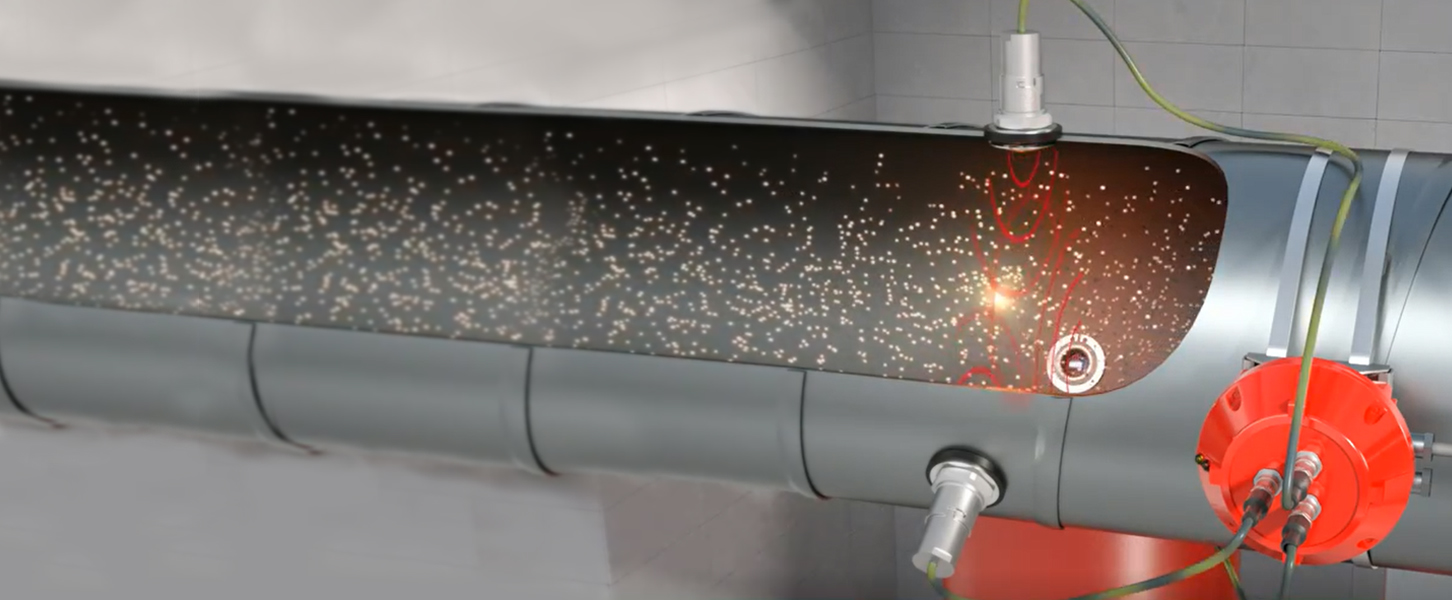 The FLAMEX Spark Detection & Extinguishing System can sense a spark or burning material and extinguish it in milliseconds with minimal water before it can become an ignition source for a fire or explosion.