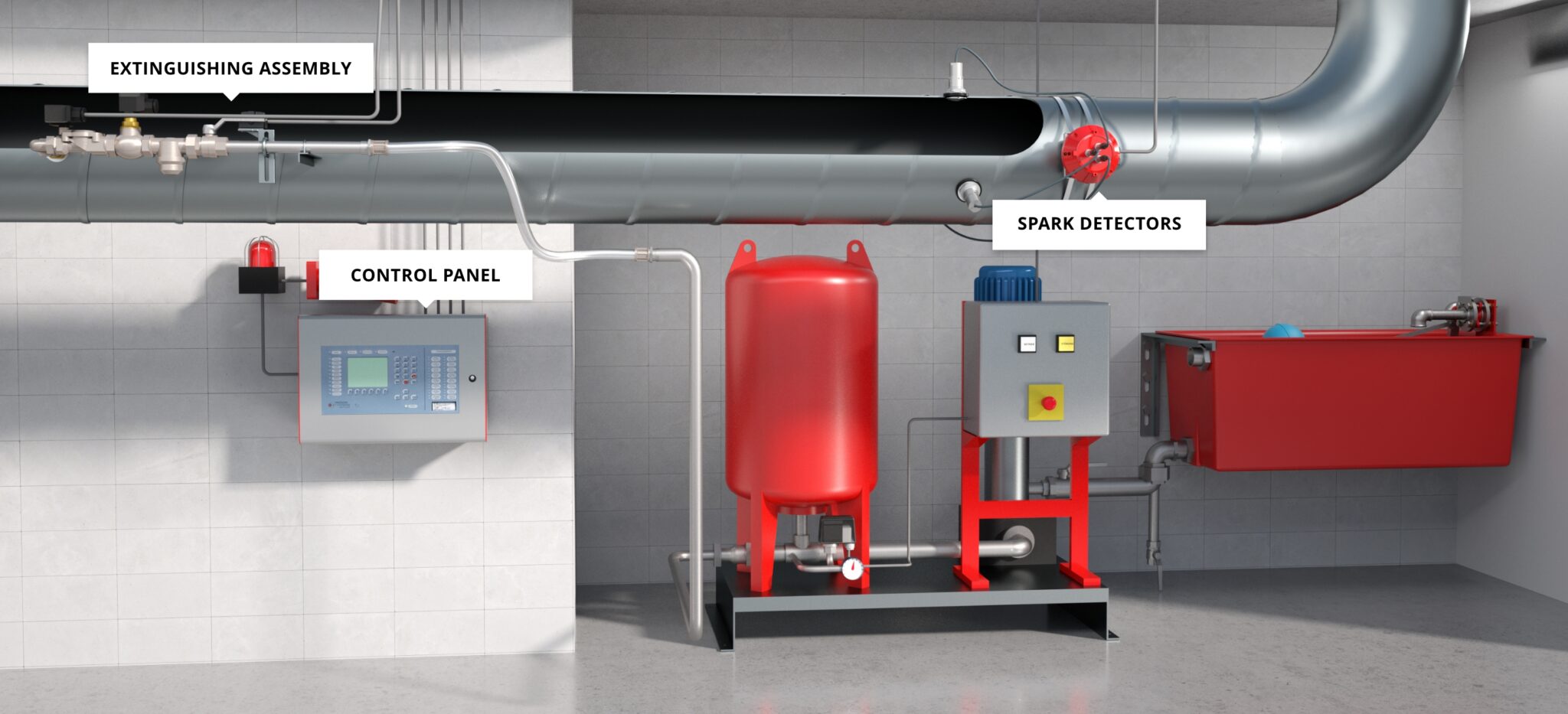 Spark systems. Фаер-Протекшн бак-дозатор. Arc extinguishing Chamber. Extinguishing.