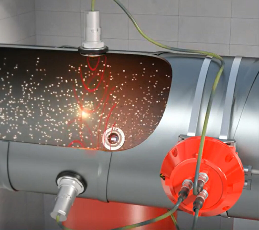 Spark detection. Rapid detection and suppression prevents sparks from igniting fires in dust collectors.